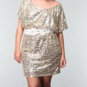 NWTs Baby Phat Gold Sequin Mini Dress Sparkly Party Size L Glamoratti